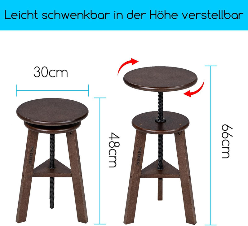 MEEDEN Zeichenhocker mit Verstellbarer Höhe, Walnuss Künstlerhocker, Studiohocker, Holzbarhocker, Kü