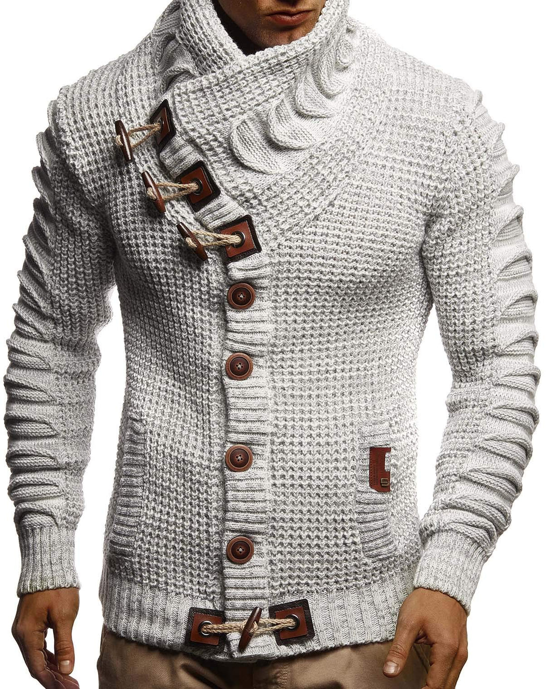 Leif Nelson Herren Strickjacke mit Knöpfen in Regular Fit, Männer Cardigan in Langarm Design, ideal