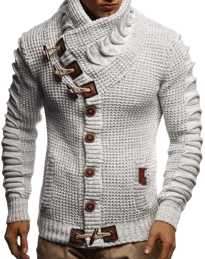 Leif Nelson Herren Strickjacke mit Knöpfen in Regular Fit, Männer Cardigan in Langarm Design, ideal