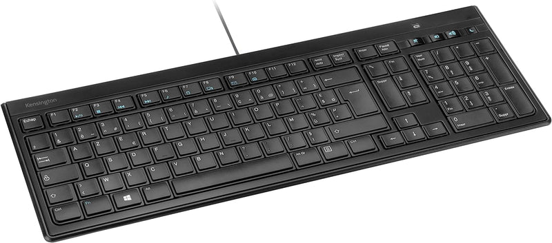 Kensington K72357FR Advance Fit Ultraflache kabelgebundene Tastatur AZERTY Schwarz