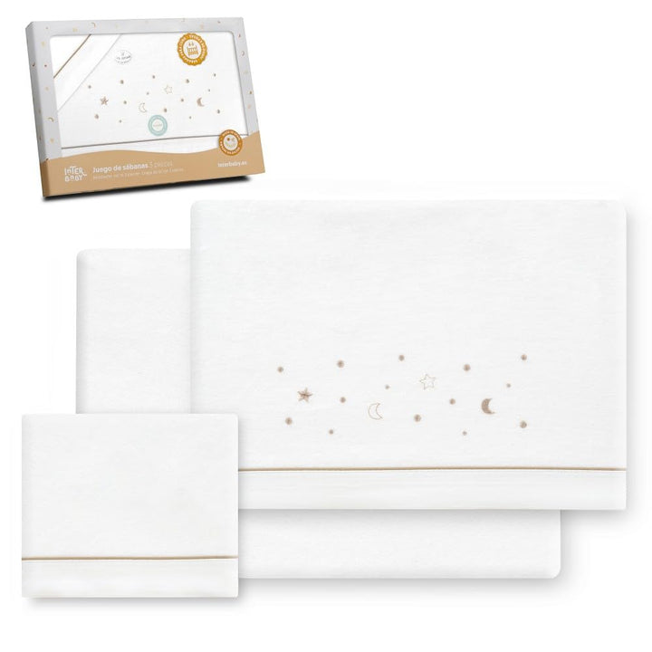Interbaby Bettwäsche-Set für Kinderbett, 60 x 120 cm, 100% Baumwolle, warm, weich, inklusive Spannbe