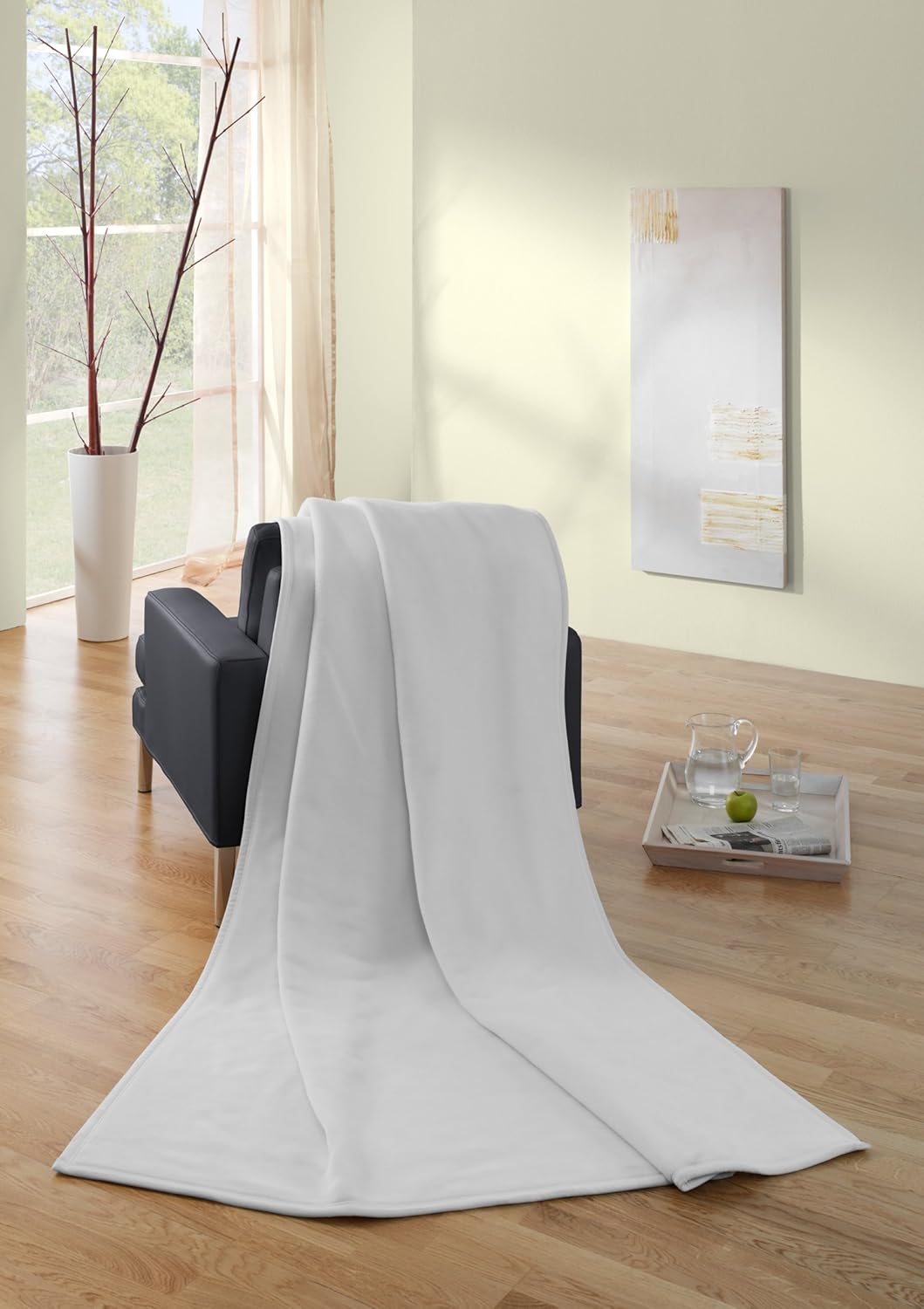 Biederlack Wohn- und Kuscheldecke in Grau, 150x200 cm, Decke aus Baumwolle, Tagesdecke zum Einkusche