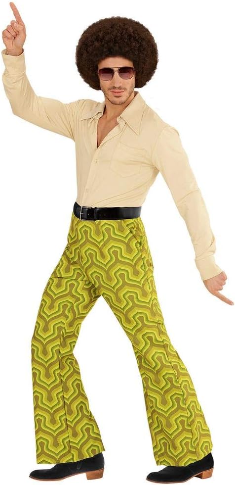 shoperama 70er Jahre Retro Herren Hose mit und ohne Muster Disco Kostüm Siebziger Schlager, Farbe:Gr