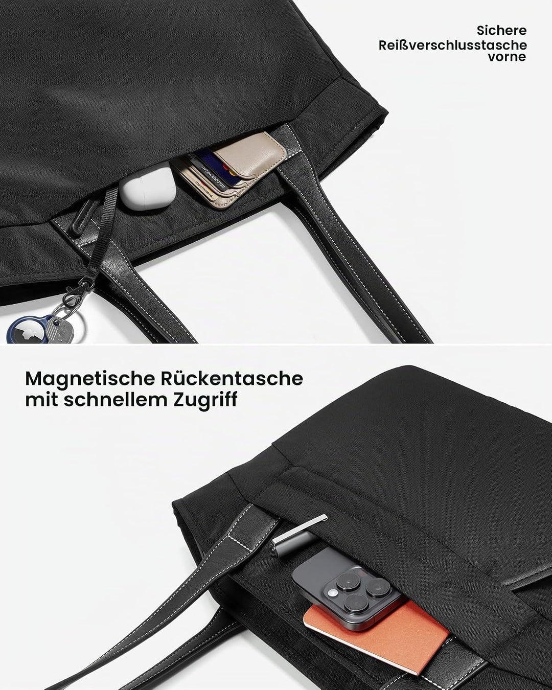 tomtoc Laptop Tote Bag für Damen, 16-Zoll Laptop Schultertasche Bürotasche Arbeitstasche mit Laptopf