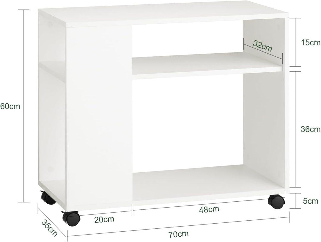 SoBuy FBT34-W Zeitungsständer Couchtisch Nachttisch Tisch mit Rollen Beistelltisch weiss BHT ca:70x6
