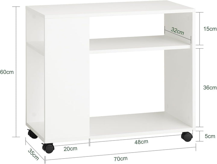 SoBuy FBT34-W Zeitungsständer Couchtisch Nachttisch Tisch mit Rollen Beistelltisch weiss BHT ca:70x6