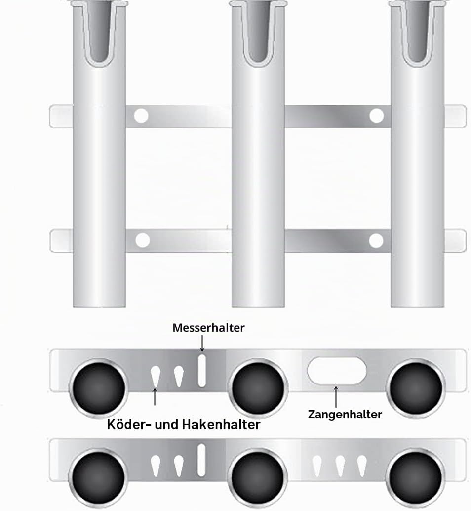 Wall Mounted Fishing Rod Holders Tubes Links Fishing Rod Holder Rack Rests 3-polig, Weiss, 3-polig,