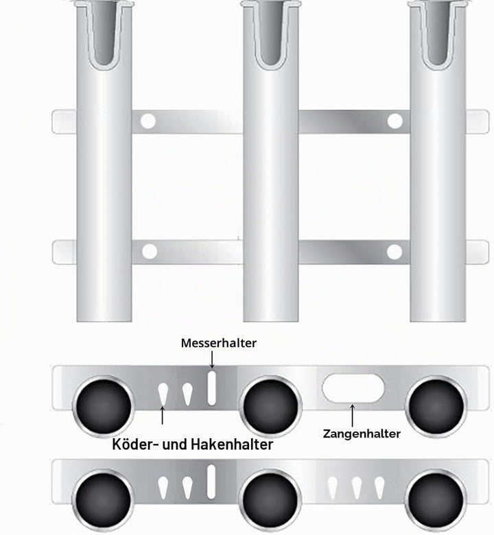 Wall Mounted Fishing Rod Holders Tubes Links Fishing Rod Holder Rack Rests 3-polig, Weiss, 3-polig,