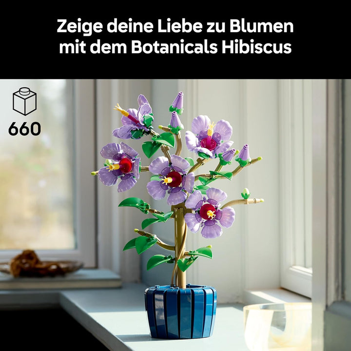 LEGO Hibiskus Blume (10372) - Blumen LEGO Botanicals, Blumenstrauss Deko (inkl. bedruckter Fliese)