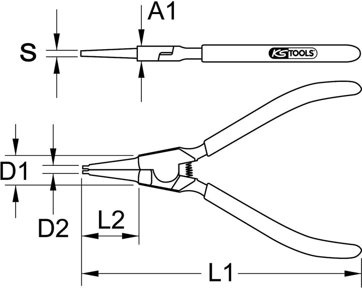 KS Tools 119.2056 Aussen-Sicherungszangen, 19-60 mm A2, 19-60 mm, A2, 19-60 mm