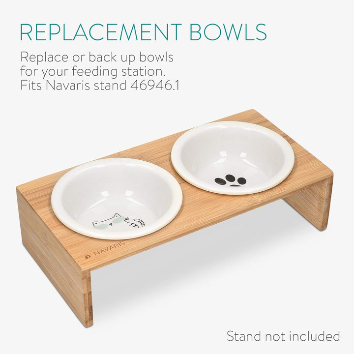 Navaris Futternapf Katze Futterstation Set - Keramiknapf für Katzen Hunde - Keramik Fressnapf Set Fu
