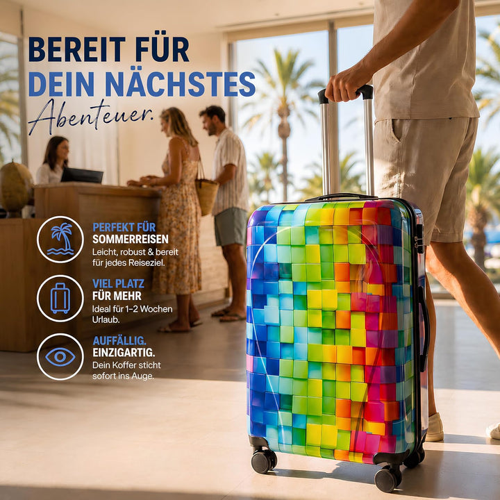 NOWI Hartschalenkoffer XL Gross – 102L Volumen – 8 Rollen 360° drehbar – Leichter ABS Koffer mit Zah