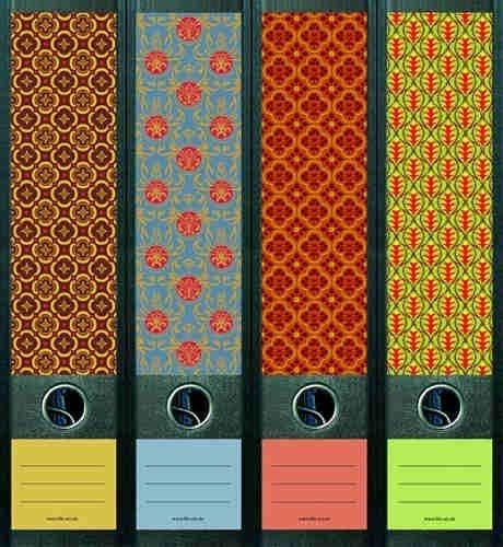 File Art - Ordnerrücken Design Etiketten - Motiv "Pattern" für 12 breite + 12 schmale Aktenordner al