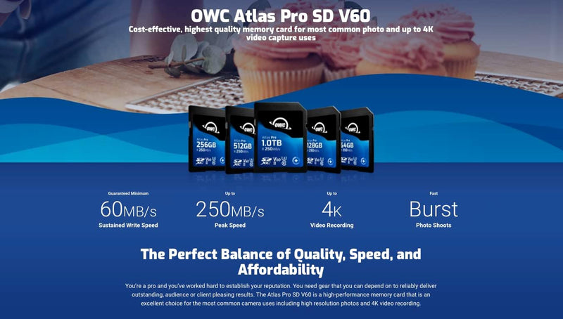 OWC Atlas Pro SDXC-UHS-II V60 Medienkarte, 128 GB, 128 GB