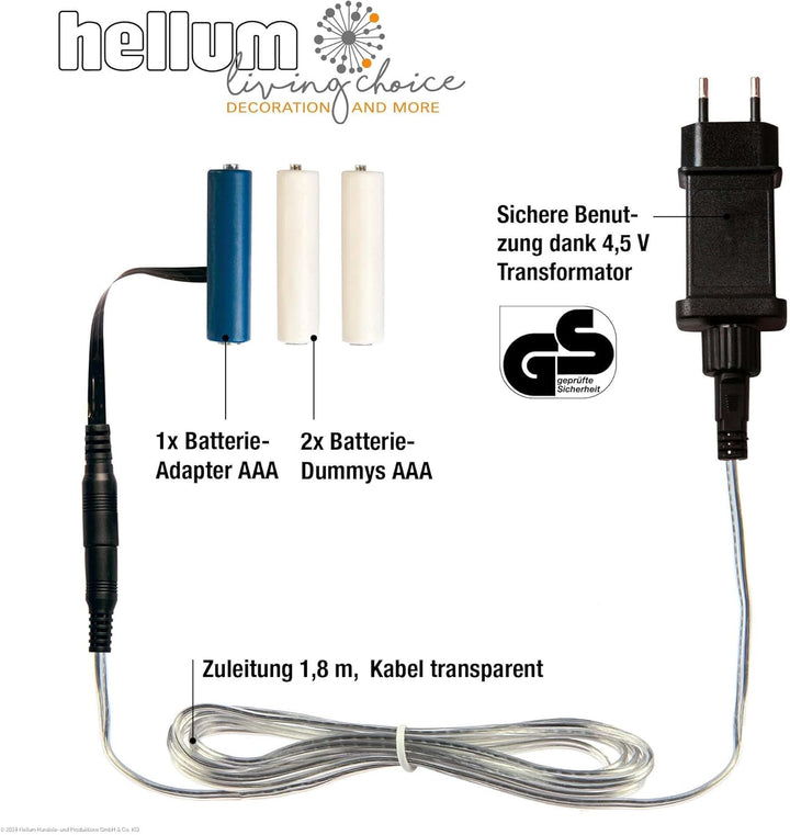 Hellum Batterie Adapter 3x AAA, Ersatz für 3x AAA Batterien 1,8m transparentes Kabel,4,5V Netzteil A