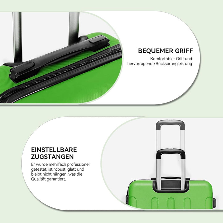 BEIBYE Hartschalen-Koffer Trolley Rollkoffer Reisekoffer Handgepäck 4 Rollen (M-L-XL-Set) (Olive, M)