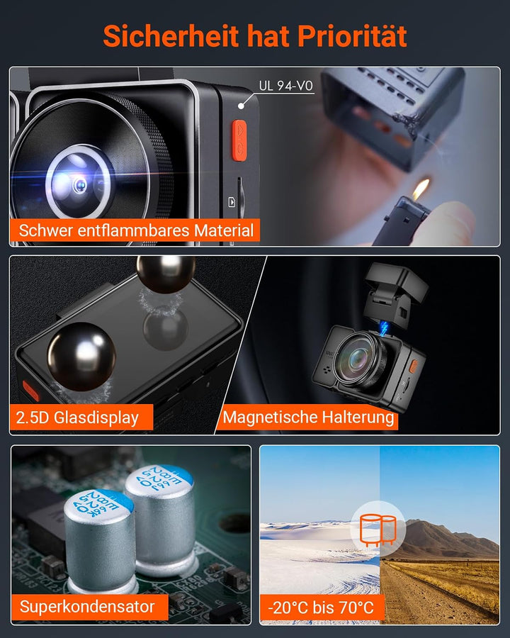 VANTRUE E2 Dual 1944P Dashcam Auto 5GHz WiFi GPS, Wireless- und Sprachgesteuerte Dash Cam vorne hint