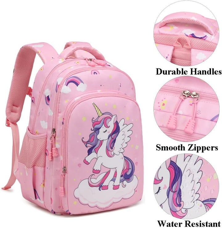 Kinderucksack Einhorn für Mädchen Schulrucksack Rucksack Kinder Schultasche 3 in 1 Schultaschen Sets