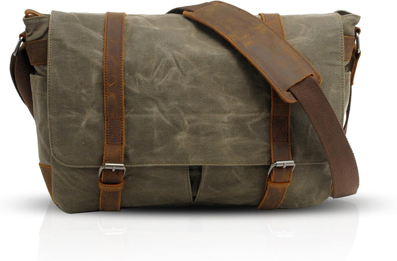 FANDARE Retro Umhängetasche Messenger Bag Canvas Schultertasche für 14 Zoll Laptop Briefcase Schulte