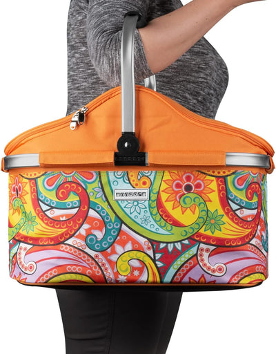 anndora Einkaufskorb 25 Liter Isolierkorb Picknick Kühlkorb - paisley orange Iso: Paisley