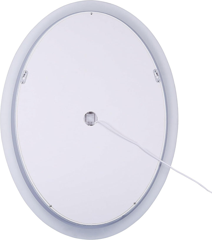 Beliani Badspiegel oval Silber 80 x 60 cm mit Antibeschlagsystem LED-Beleuchtung