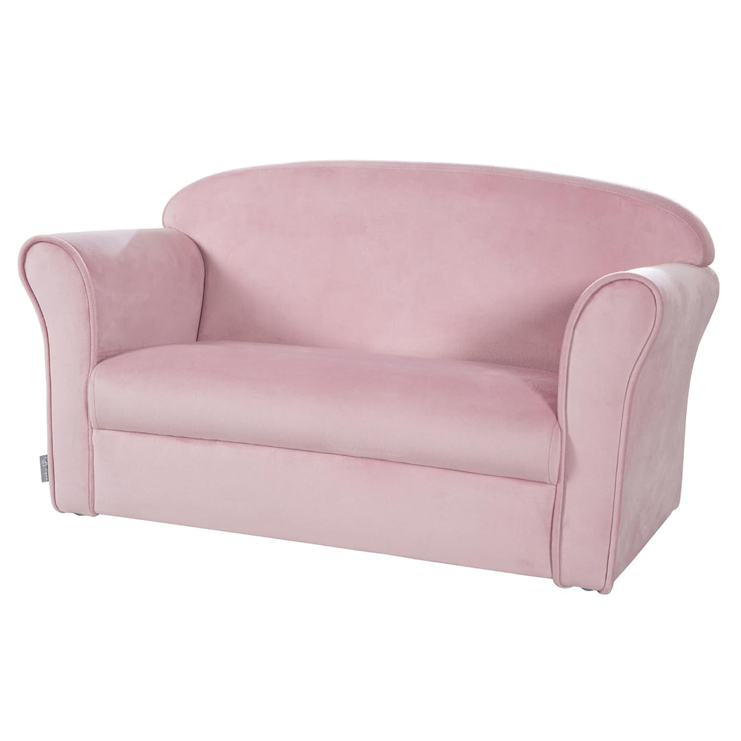 roba Kindersofa Lil Sofa mit Armlehnen für Mädchen und Jungen - Bequeme Kindercouch - Samtstoff rosa