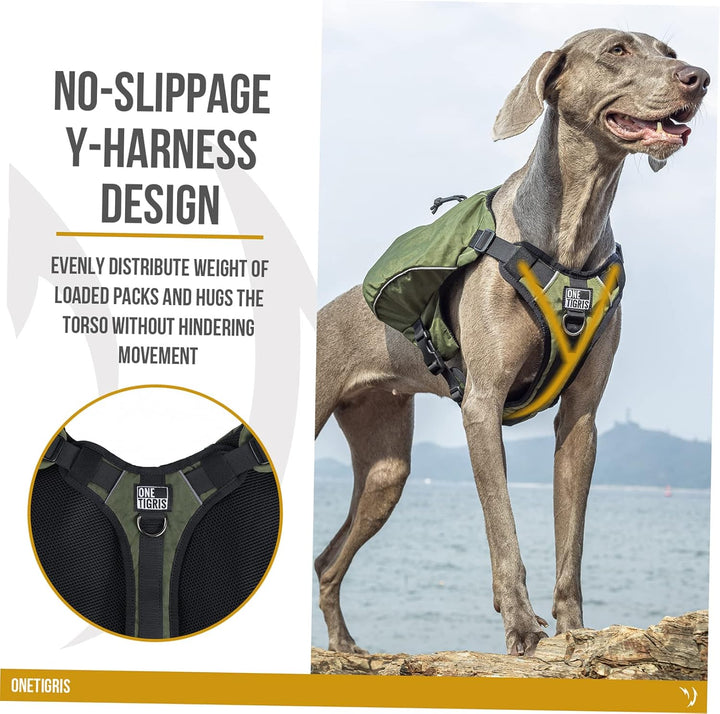 OneTigris CAMELUS Hunderucksack Reissen Camping Wandern Hundebackpack für M/L Grösse Hunde (L, Range