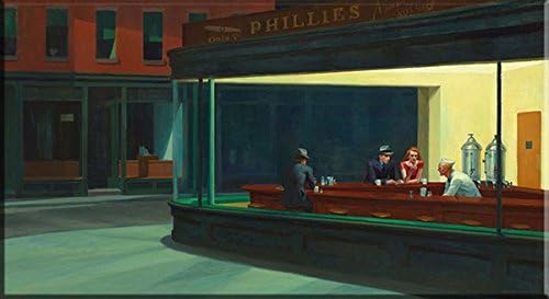 time4art Edward Hopper Nighthawks Nachtschwärmer Print Canvas Bild auf Keilrahmen Leinwand (120x60cm