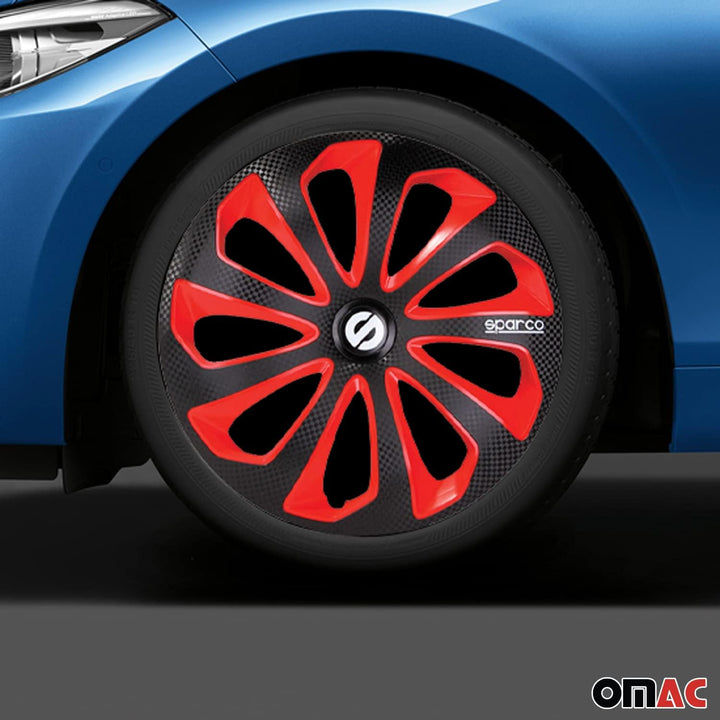 Satz Sparco Radzierblenden Sicilia 15-Zoll Schwarz/Rot/Karbon