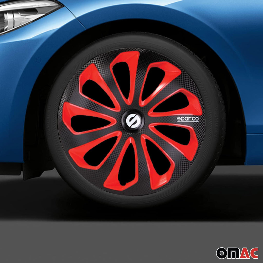 Satz Sparco Radzierblenden Sicilia 15-Zoll Schwarz/Rot/Karbon