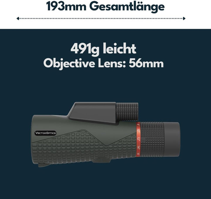 Vector Optics SCMO-04 Forester 8-16x56 ED taktisches Monokular für Sport, Freizeit, Jagd, Camping un