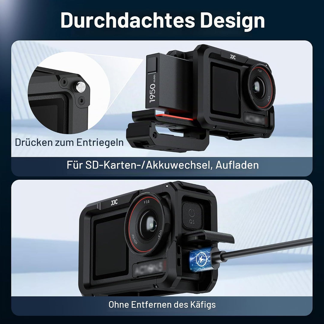 JJC Osmo Action 5 Pro 4 3 Käfig Metall,Aluminium Schutzrahmen mit Objektivdeckel für DJI Osmo Action