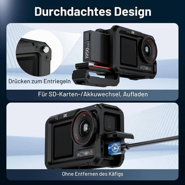 JJC Osmo Action 5 Pro 4 3 Käfig Metall,Aluminium Schutzrahmen mit Objektivdeckel für DJI Osmo Action