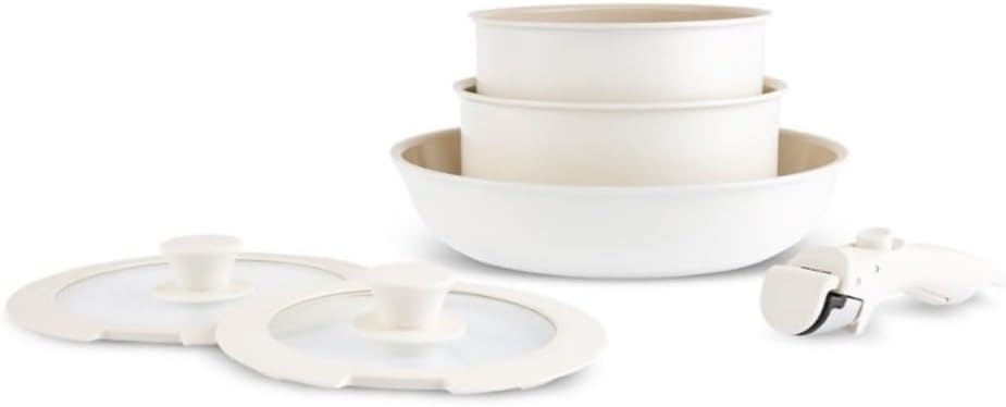 Karaca Comfort 6-tlg Keramik-Kochgeschirrset mit abnehmbaren Griffen, Ofen- und Herdgeeignet Topfset