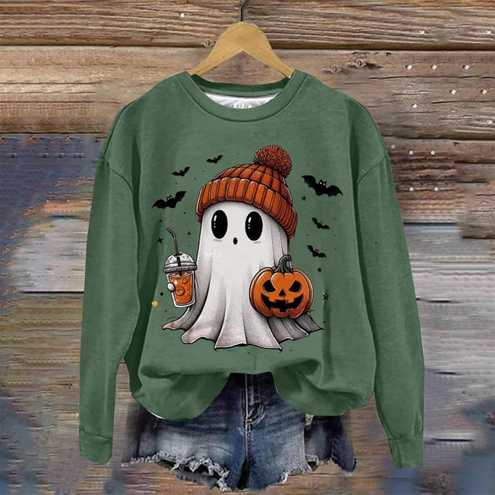 Halloween Kostüm Damen, Halloween Pullover Damen Süss Geister Drucken Festival Sweatshirt Ohne Kapuz
