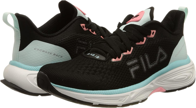 FILA Damen Exowave Race Wmn Laufschuh 36 EU Black Flamingo Pink Blue Glass, 36 EU Black Flamingo Pin