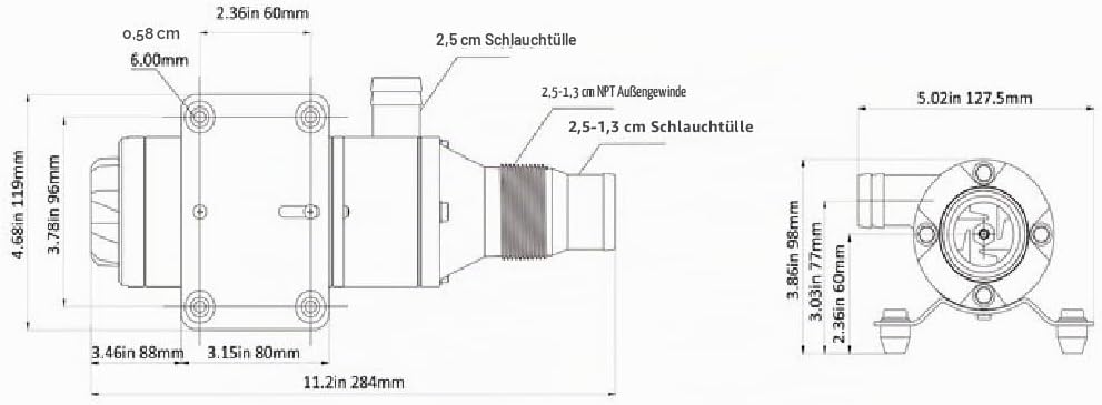 LIGHTEU DC 12V 45L/min SEAFLO Zerhackerpumpe/Fäkalienpumpe für Marine,Boote,Yacht,Wohnwagen, Camping