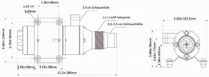 LIGHTEU DC 12V 45L/min SEAFLO Zerhackerpumpe/Fäkalienpumpe für Marine,Boote,Yacht,Wohnwagen, Camping