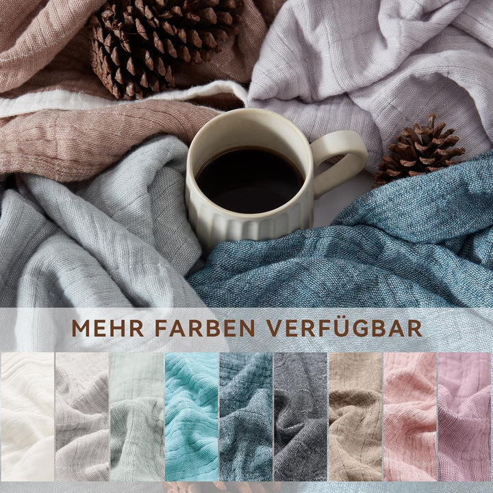 SE SOFTEXLY Musselin Decke 150 x 200 aus 100% Baumwolle, Weiche und Atmungsaktive Kuscheldecke, Leic