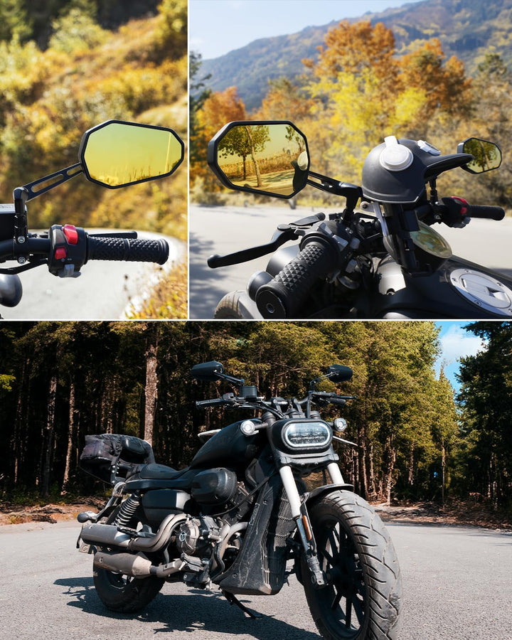SUPAREE Motorrad Spiegel Motorrad Rückspiegel Universal Lenkerspiegel motorrad e Geprüft Gelbes Spie