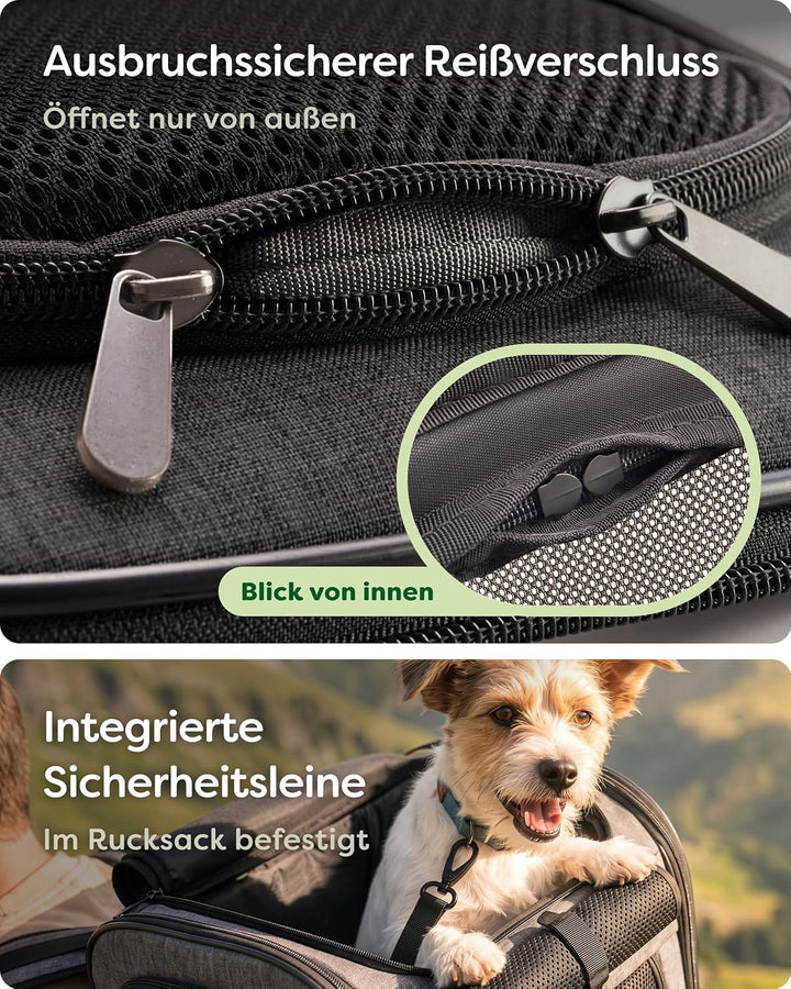 Knupis Katzenrucksack &amp; Hunderucksack bis 7kg - Leicht - Dunkelgrau, Dunkelgrau