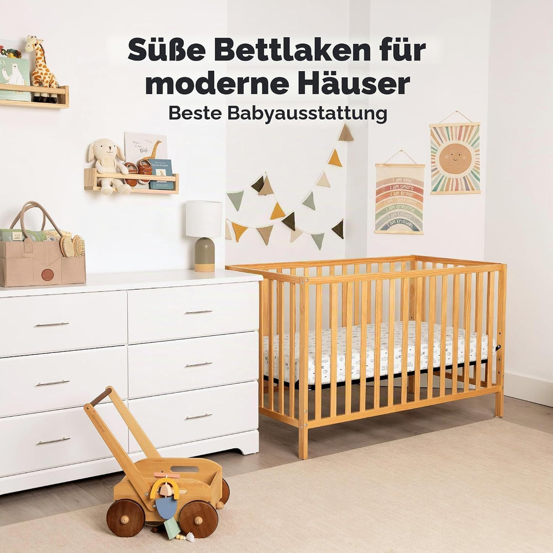 Bio-Spannbettlaken für Kinderbetten - 70x140 Atmungsaktive Jersey Baumwoll Baby Bettlaken, Spannbett
