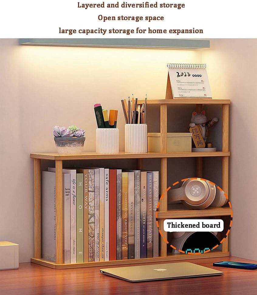 Desktop-mehrschichtiges Bücherregal-Speicherregal, grosse Kapazität Massivholz-Speicherwand auf dem