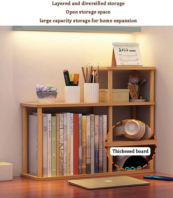 Desktop-mehrschichtiges Bücherregal-Speicherregal, grosse Kapazität Massivholz-Speicherwand auf dem