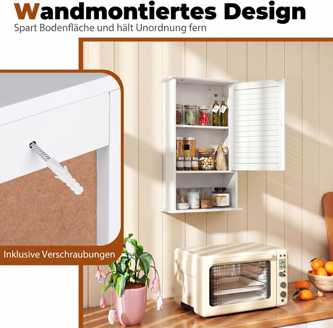 COSTWAY Hängeschrank, Badezimmerschrank hängend, Wandschrank Badschrank mit verstellbarem Einlegebod