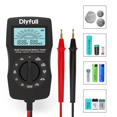 Dlyfull Batterietester Universal LCD Batterieprüfer, Profi Digital Batterie Messgerät für Akku, Batt