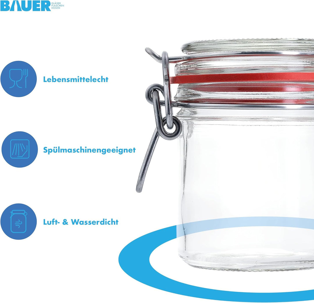 Flaschenbauer - 8 kleine Drahtbügelgläser 167 ml, verwendbar als Einmach- und Fermentierglas, zur Au