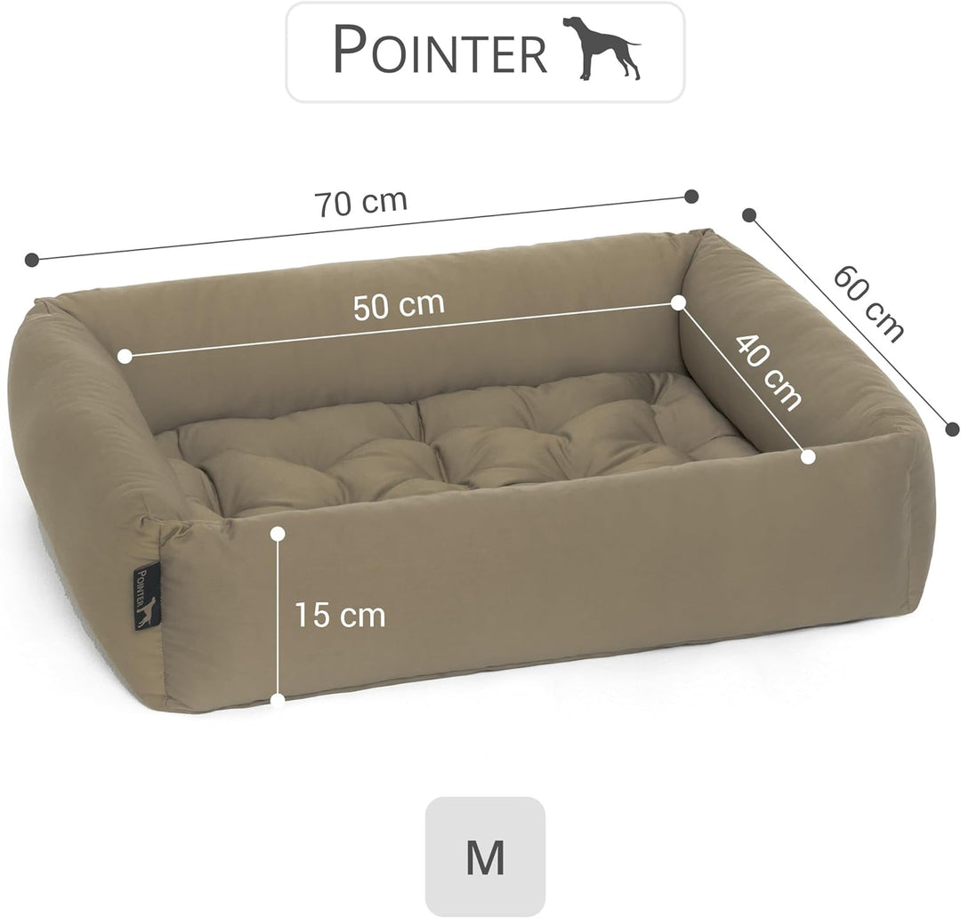 Doctor Bark Pointer | Hundebett mit Hundekissen - orthopädisch, waschbar, bequem (M - 70x60 cm, Beig