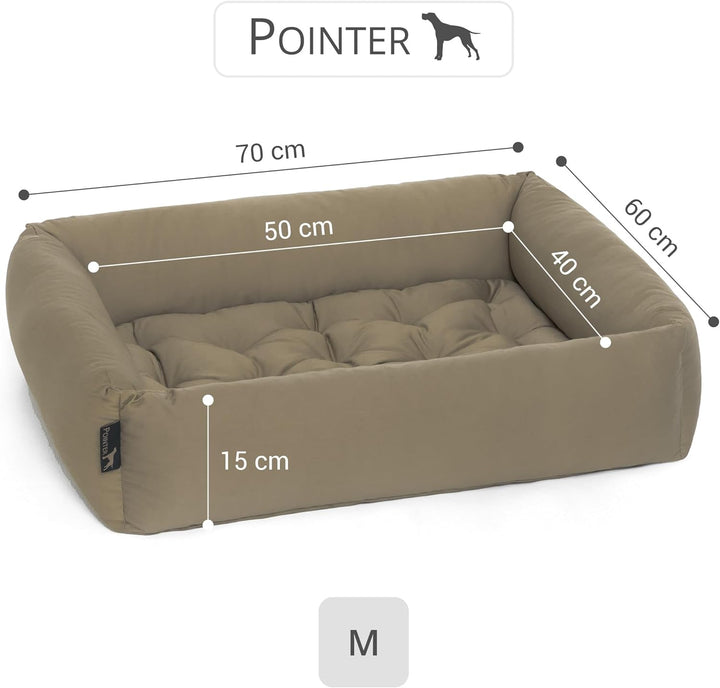 Doctor Bark Pointer | Hundebett mit Hundekissen - orthopädisch, waschbar, bequem (M - 70x60 cm, Beig