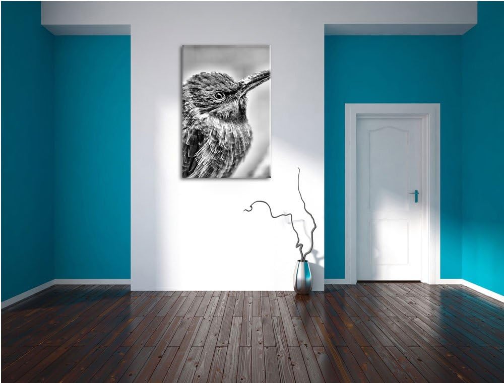Pixxprint Monocrome, Kleiner tropischer Vogel, Format: 100x70 auf Leinwand, 100x70